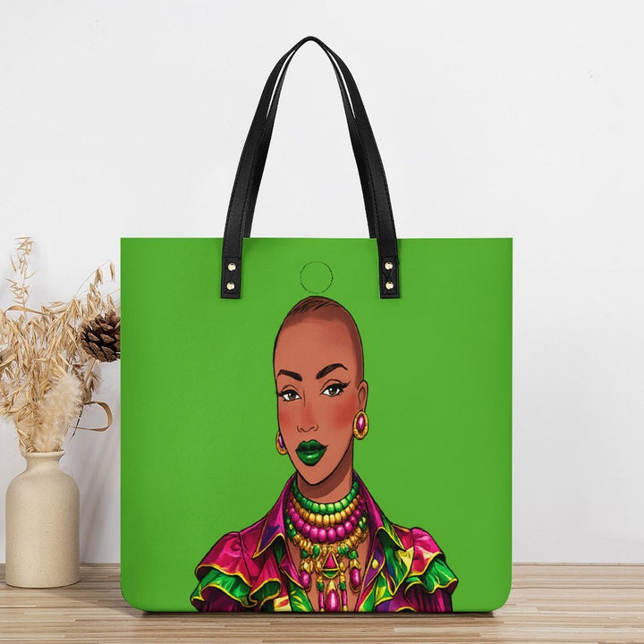 Eclectic leather tote