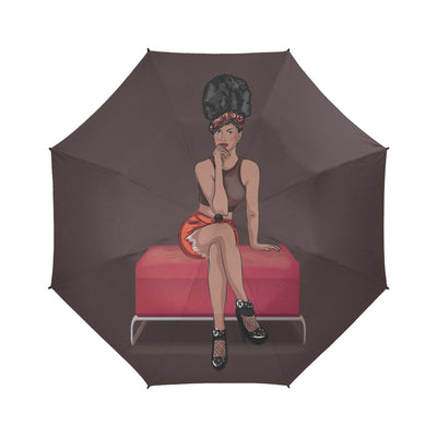 Sassy Sitting Semi-Automatic Foldable Umbrella